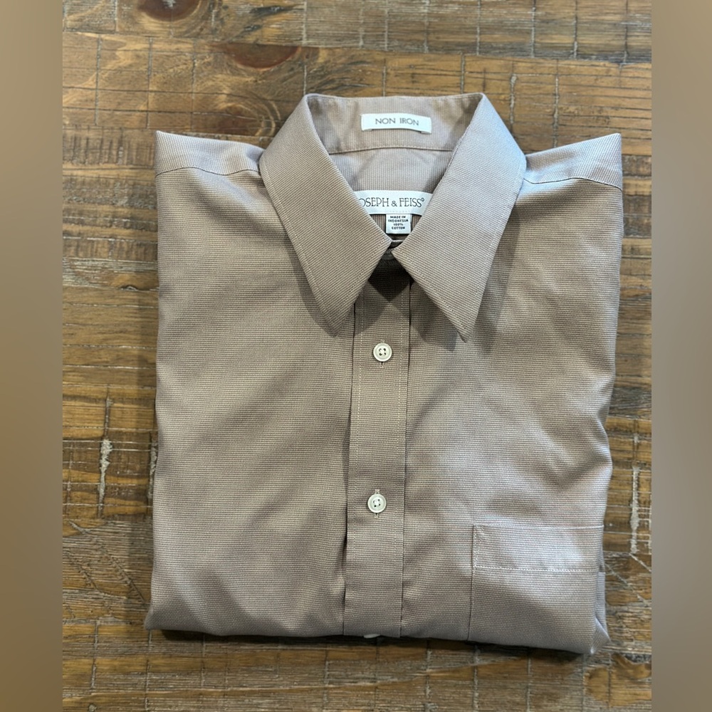 Joseph & Feiss Men's Brown Dress Shirt 16 34/35
